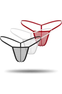 3'lü Renkli Transparan Tül String Tanga TM0369 - Görsel 1