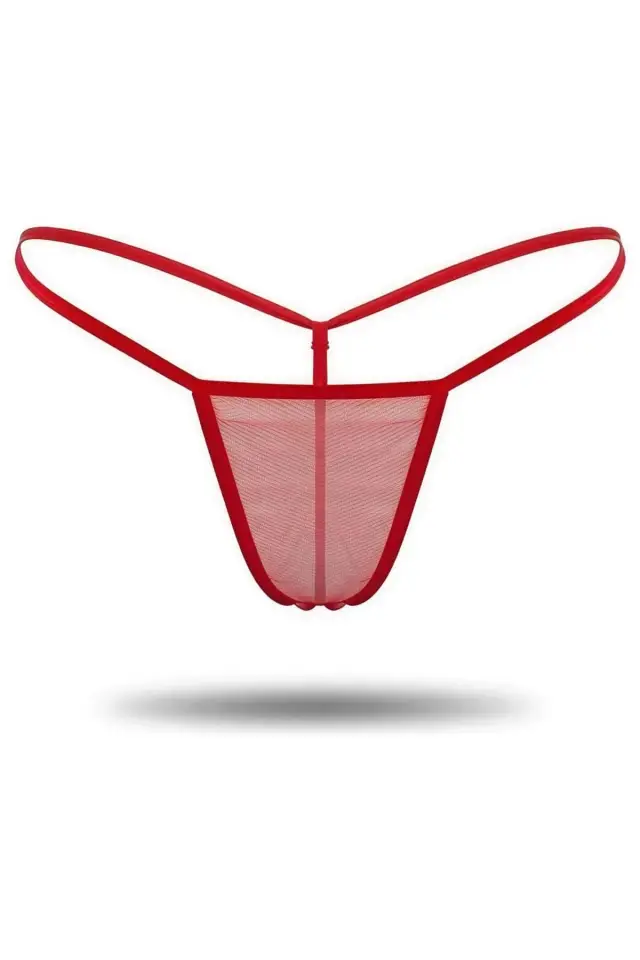 Kırmızı Transparan Tül String Tanga TM1115
