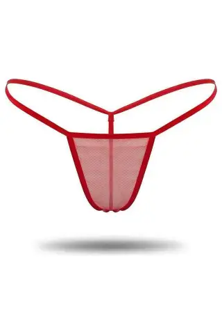 Kırmızı Transparan Tül String Tanga TM1115