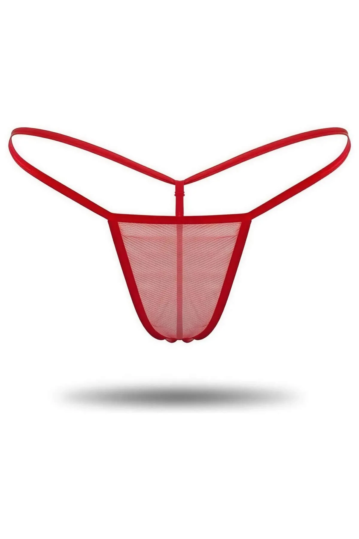 Kırmızı Transparan Tül String Tanga TM1115