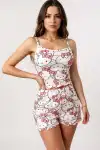 Hello Kitty Baskılı Askılı Şortlu Pijama Takımı - Görsel 1