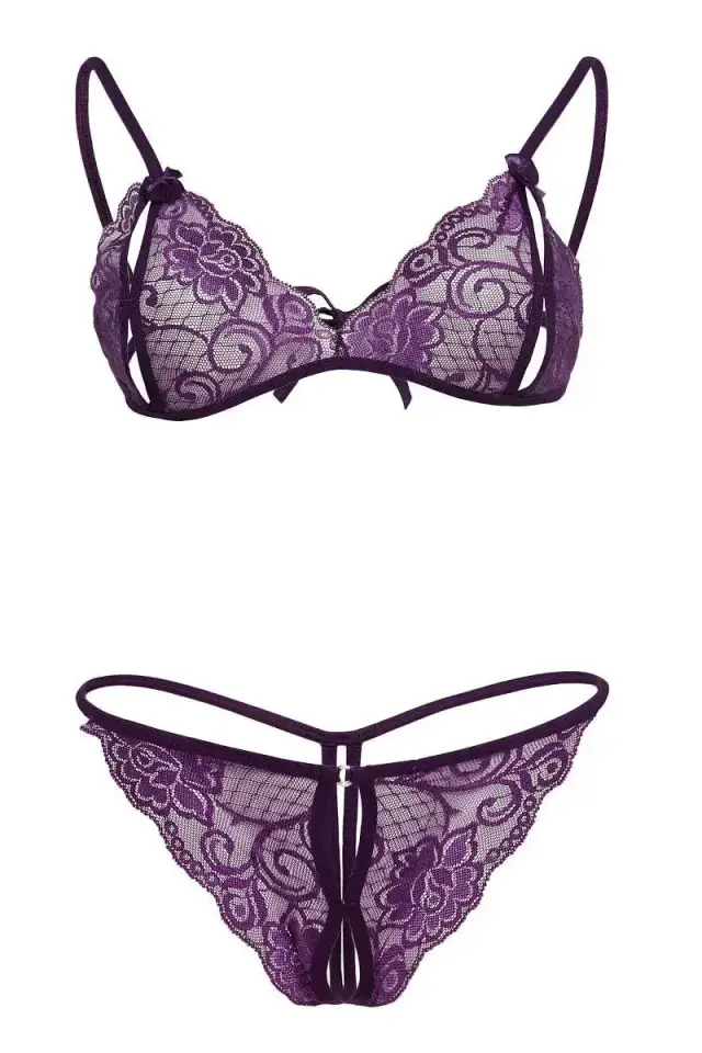 Mor Dantelli Sütyen Ve Gstring Takımı TM2087 — görsel 3