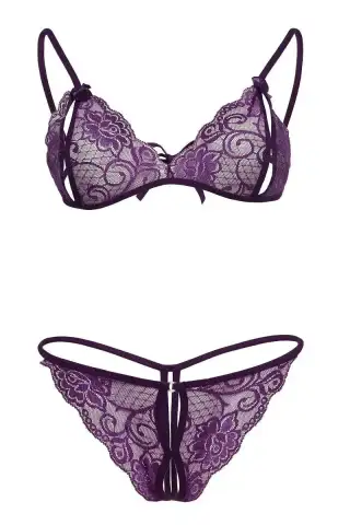 Mor Dantelli Sütyen Ve Gstring Takımı TM2087 - 3