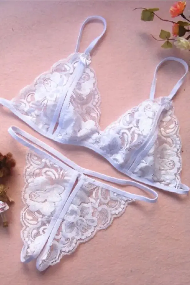 Beyaz Dantelli Fantazi Sütyen ve G-String Takımı TM2090 — görsel 4