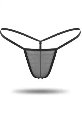 Siyah Transparan Tül String Tanga TM1114