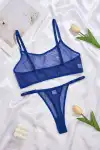 Mavi Transparan Tül Bralet Tanga İç Giyim Takımı TM1389 - Görsel 4