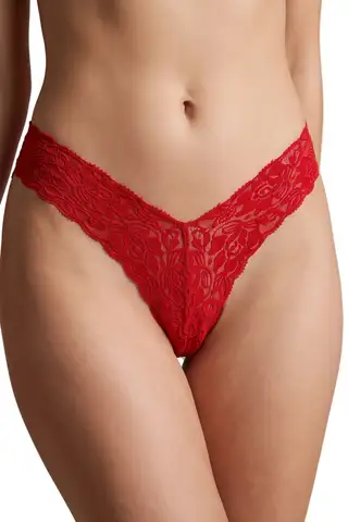 Kırmızı Çiçek Desenli Dantel String Külot TM1526 - 1