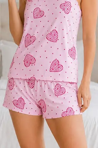 Kadın Puantiyeli Beyaz Pijama Takımı - 12