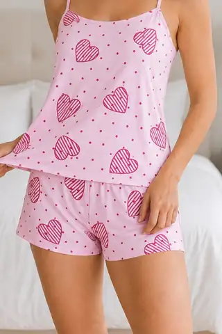Kadın Puantiyeli Beyaz Pijama Takımı - 13