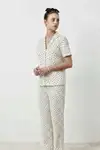 V Yaka Kapama Lastik Bel Su Yeşili Pijama Takımı - Görsel 12