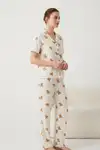 V Yaka Kapama Lastik Bel Su Yeşili Pijama Takımı - Görsel 18