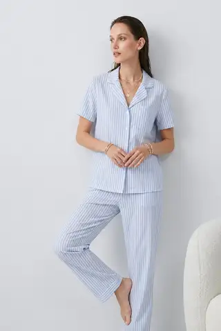 Regular V Yaka Günlük Kırık Beyaz Pijama Takımı - 12