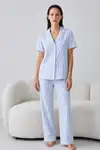 Regular V Yaka Günlük Kırık Beyaz Pijama Takımı - Görsel 8