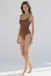 Kadın Poliamid Baskısız Sezonsuz Kahverengi Body - Görsel 3
