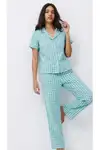 Standart Boy Elastanlı Kırık Beyaz Pijama Takımı - Görsel 14