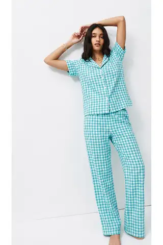 Standart Boy Elastanlı Kırık Beyaz Pijama Takımı - 15