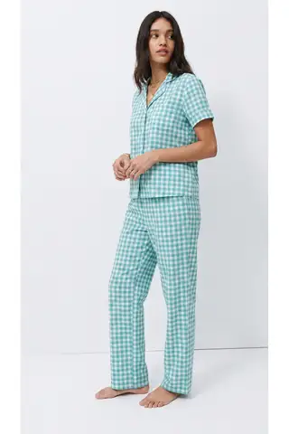 Standart Boy Elastanlı Kırık Beyaz Pijama Takımı - 16