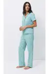 Standart Boy Elastanlı Kırık Beyaz Pijama Takımı - Görsel 16
