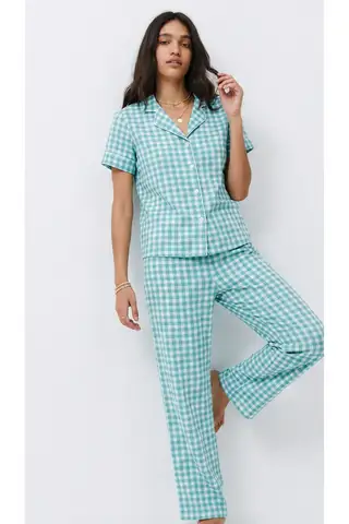 Standart Boy Elastanlı Kırık Beyaz Pijama Takımı - 17