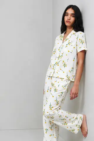 Standart Boy Elastanlı Kırık Beyaz Pijama Takımı - 19