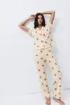 Standart Boy Elastanlı Kırık Beyaz Pijama Takımı - Görsel 4