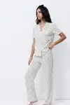 Standart Boy Elastanlı Kırık Beyaz Pijama Takımı - Görsel 9