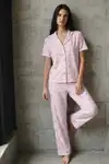 V Yaka Düğmeli Casual Kar Beyaz Pijama Takımı - Görsel 14