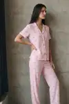 V Yaka Düğmeli Casual Kar Beyaz Pijama Takımı - Görsel 16