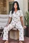 Viskon Karışım Homewear Kırık Beyaz Pijama Takımı - Görsel 2
