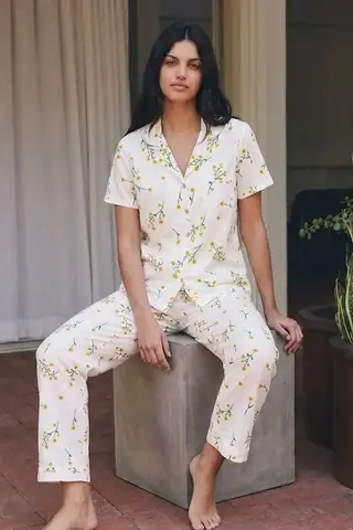 Viskon Karışım Homewear Kırık Beyaz Pijama Takımı - 12