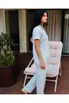 Viskon Karışım Homewear Kırık Beyaz Pijama Takımı - Görsel 19