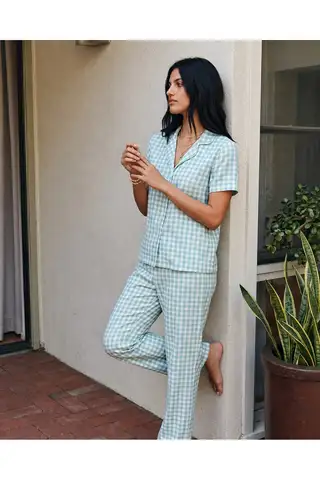 Viskon Karışım Homewear Kırık Beyaz Pijama Takımı - 20