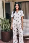 Viskon Karışım Homewear Kırık Beyaz Pijama Takımı - Görsel 3