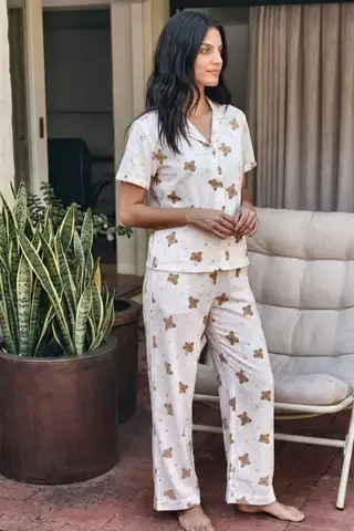 Viskon Karışım Homewear Kırık Beyaz Pijama Takımı - 4