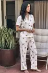 Viskon Karışım Homewear Kırık Beyaz Pijama Takımı - Görsel 4
