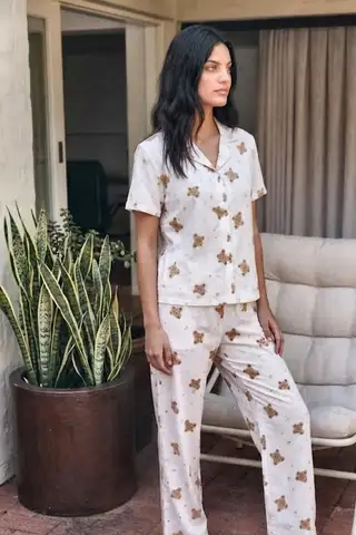 Viskon Karışım Homewear Kırık Beyaz Pijama Takımı - 6