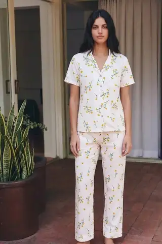 Viskon Karışım Homewear Kırık Beyaz Pijama Takımı - 7