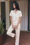 Viskon Karışım Homewear Kırık Beyaz Pijama Takımı - Görsel 10
