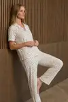 Bol Kesim V Yaka Örme Pembe Pijama Takımı - Görsel 14