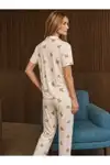 Bol Kesim V Yaka Örme Pembe Pijama Takımı - Görsel 8