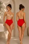 Kadın Toparlayıcı Yüksek Bel Esnek 5 Li Külot Kırmızı - Görsel 2