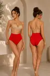 Kadın Toparlayıcı Yüksek Bel Esnek Kırmızı Külot - Görsel 1