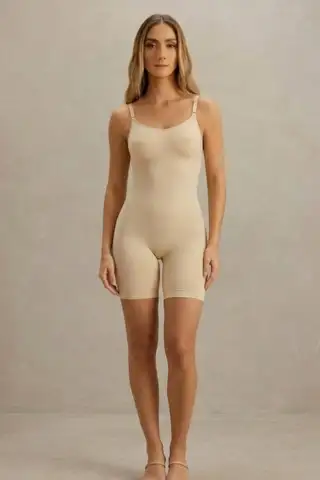 Kadın Kalp Yaka Sportif İncelten Etki Kahverengi Body - 9