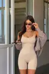 Kadın Toparlayıcı Ten Premium Askılı Body - Görsel 1