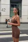 Kadın Sıkılaştırıcı Kahverengi Casual Esnek Body - Görsel 5