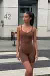 Kadın Sıkılaştırıcı Kahverengi Casual Esnek Body - Görsel 6