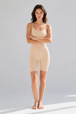 Kadın Bel Bacak Sıkılaştıran Kahverengi Full Body - 14