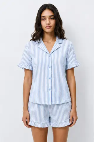 Kadın Desenli Trend Kar Beyaz Pijama Takımı - 13