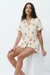 Kadın Desenli Trend Kar Beyaz Pijama Takımı - Görsel 6