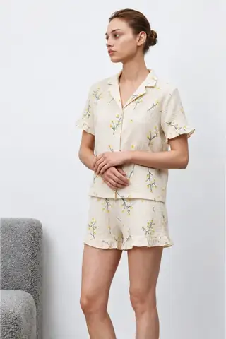 Kadın Premium Fırfırlı Çok Renkli Pijama Takımı - 2
